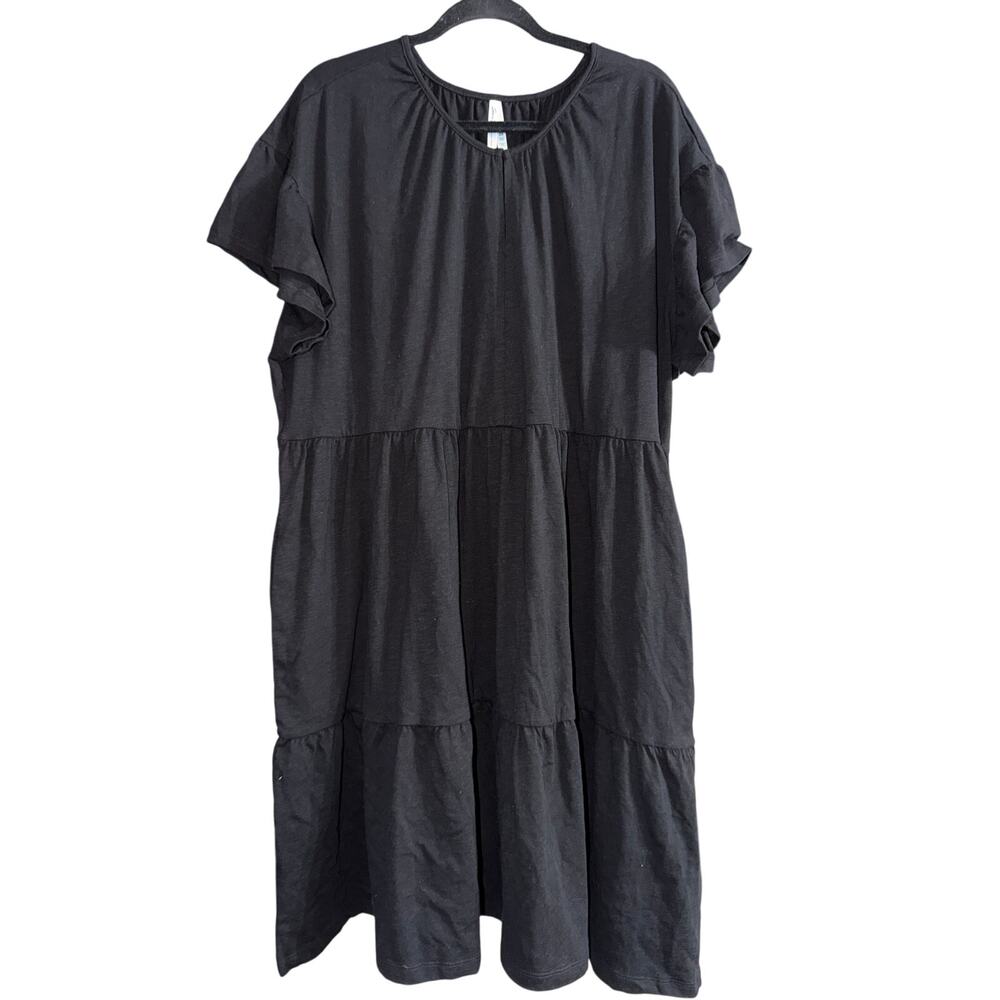 Seven7 Women's Plus Size Black Knee Length Tiered Dress Size 2X New
